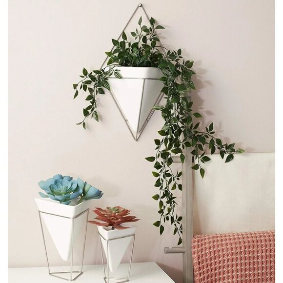 Umbra Trigg Hanging Planter Vase & Geometric Wall Decor Ceramic Container Nickle - Picture 5 of 8